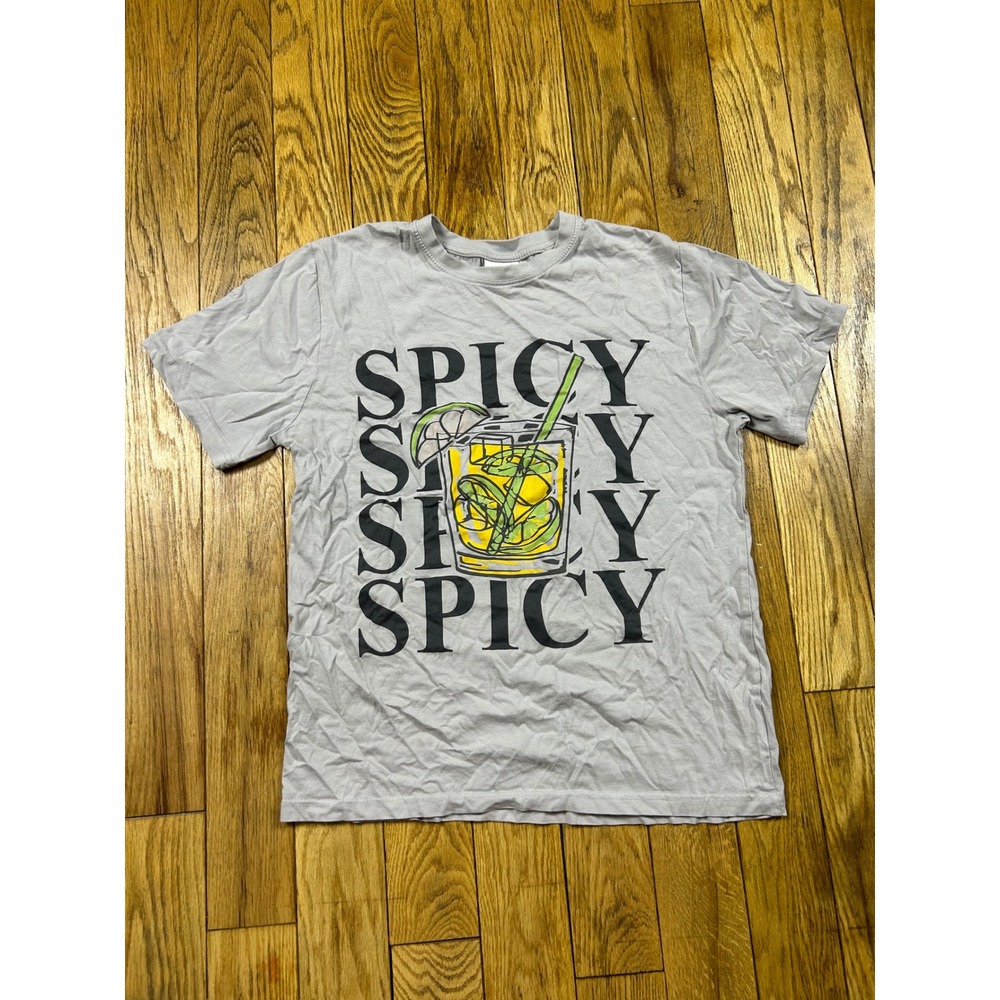Spicy Cocktail Graphic T‎ Shirt Southern Spirit Gray Casual Small